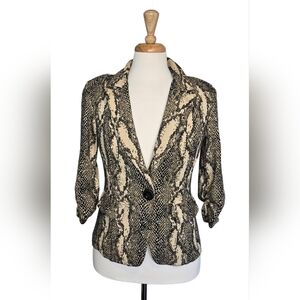 Frank Lyman Montréal Snakeskin Print Stretch Blazer Jacket Size 8 Made in Canada